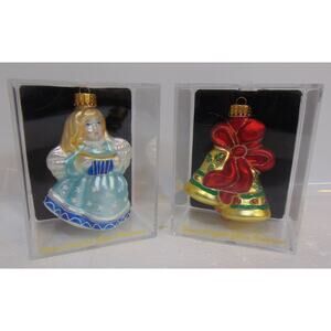 Vintage Glass Ornaments Christmas Hand Crafted Angel Bells Unique Treasures
